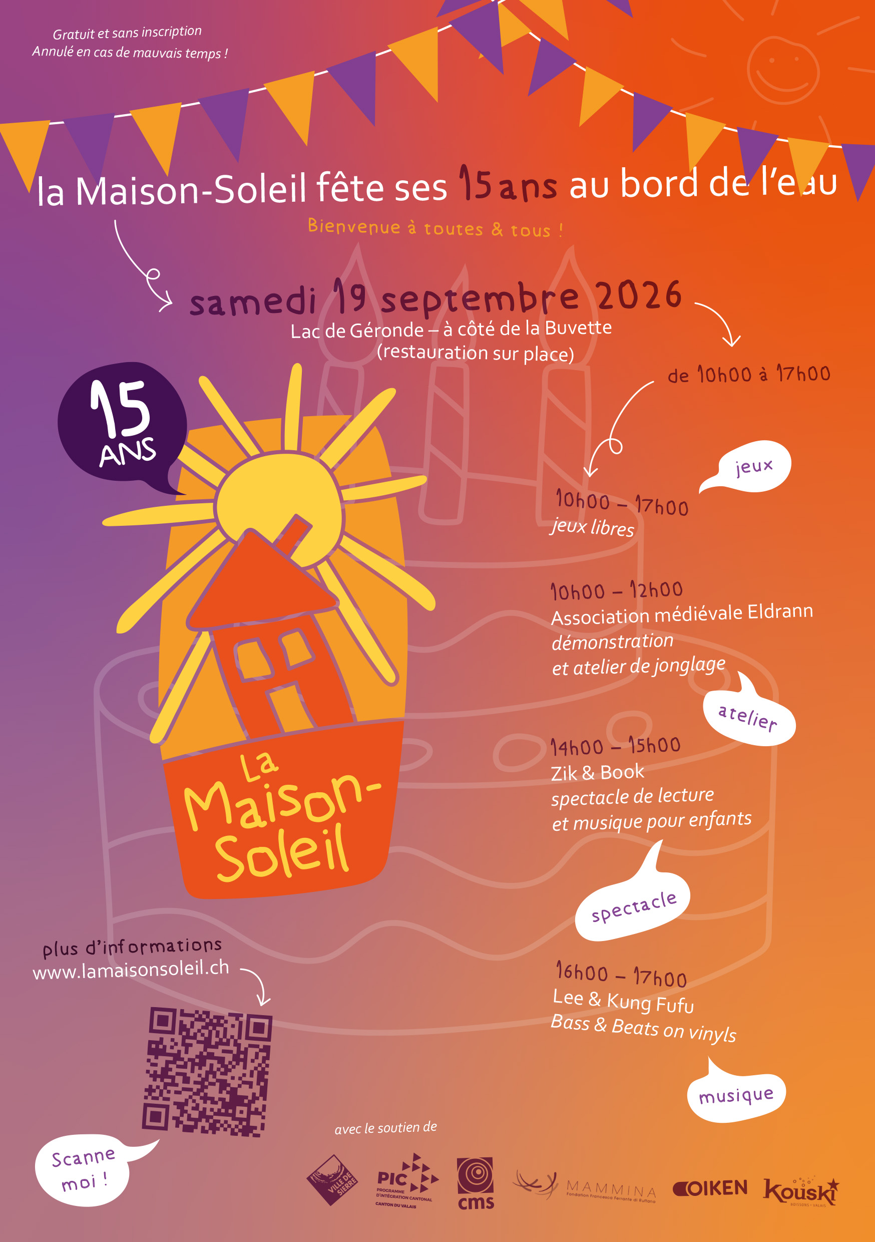 La Maison-Soleil fête ses 15 ans au bord de l'eau – samedi 19 septembre 2026, Lac de Géronde, de 10h00 à 17h00